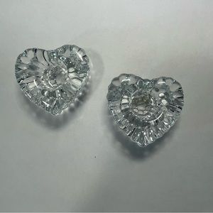Mikasa Pair Heartfelt Heart Shaped Lead Crystal Taper Candle Stick Holders